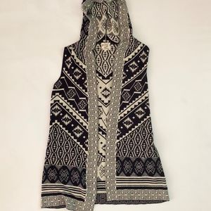 Aztec Print Blue and Cream Sweater Vest